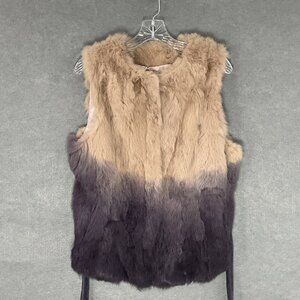 Love Token Rabbit Fur Vest Sz L Ombre Lined Hook Eye Closure Festival Boho‎
